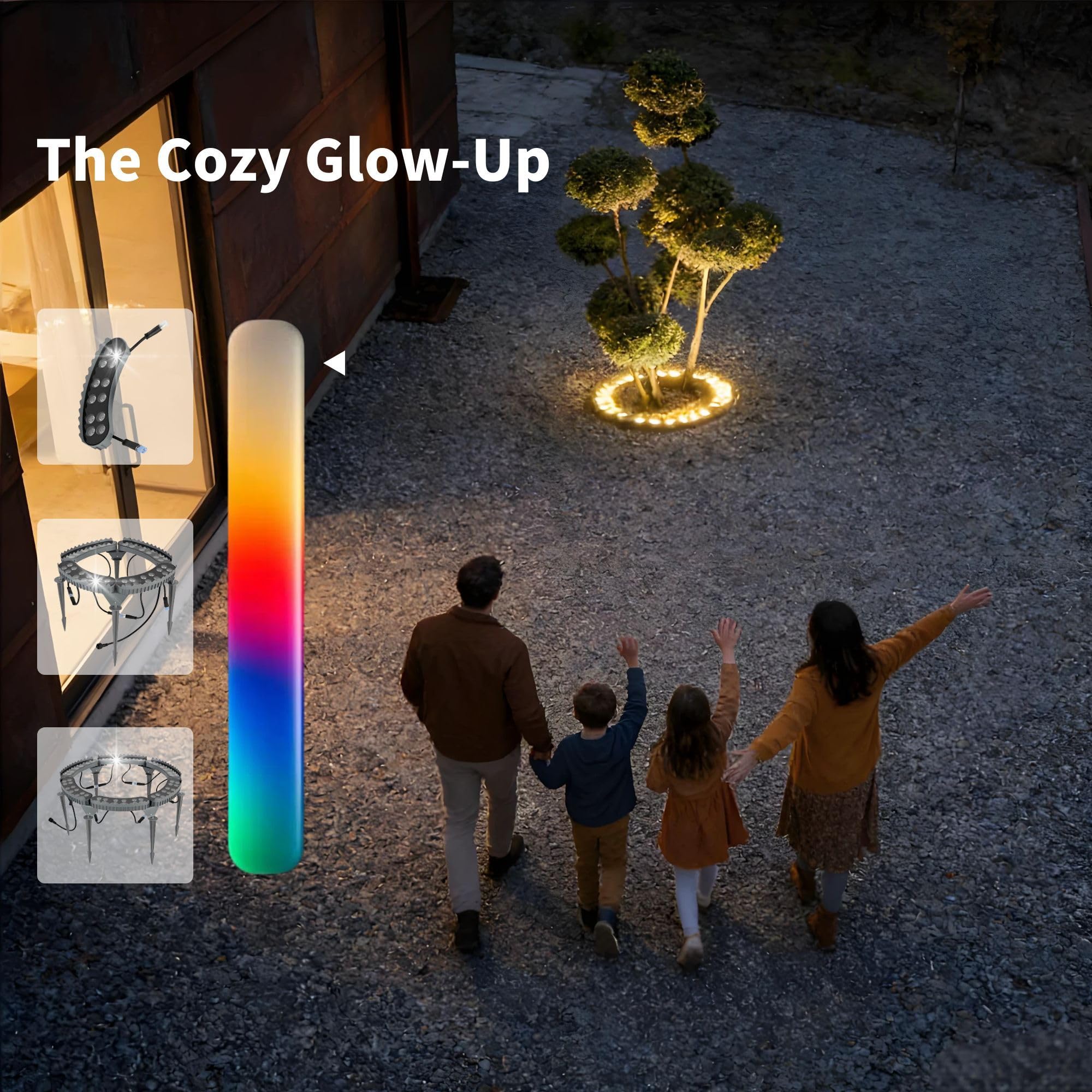 Luci Da Giardino Esterne, Luci Ad Anello Paesaggistiche A Led Bassa Tensione Per Alberi, Illuminazione D’accento Per Palme, Ip65 Antigelo WarmWhite 6lights