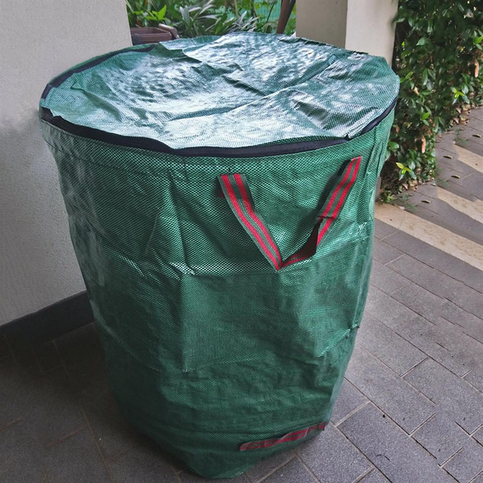 DINGFAN Sacchi Giardinaggio, Sacco Giardino Spazzatura, in Robusto Tessuto di Polipropilene Impermeabile (PP), Idrorepellente Riutilizzabile Borsa da Giardino (Size : 300L 67cm x 84cm)