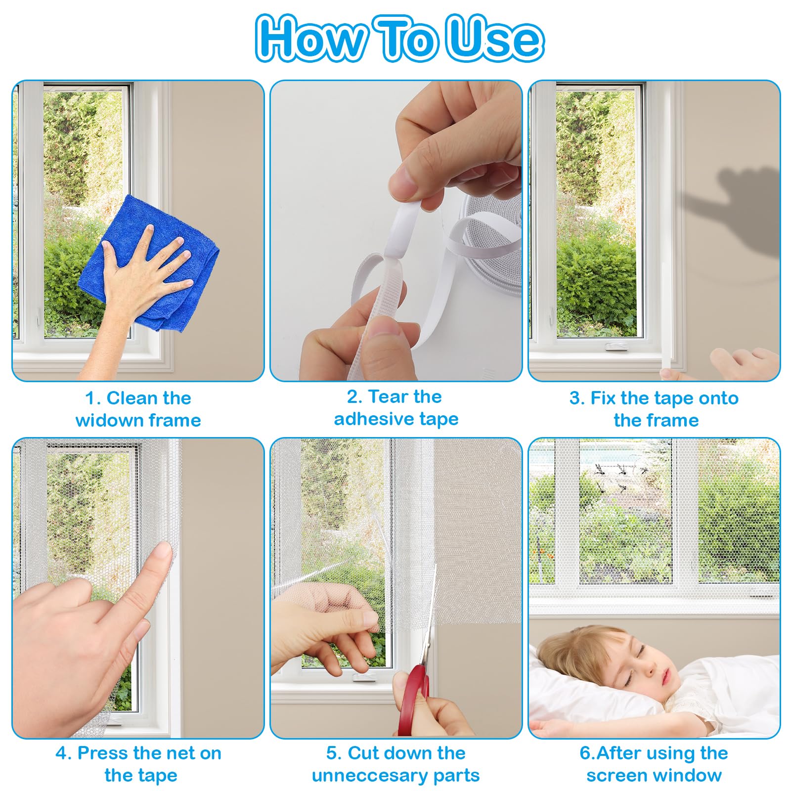 Zanzariera Adesiva Per Finestre 150x200cm - 2 Pezzi, Senza Fori, Adatta A Tutte Le Forme - Foto 3