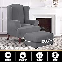 Vista 2 de PrinceDeco Fundas Elásticas para Otomana Fundas Rectangulares para Sala de Estar Taburete Fundas Elásticas que se Adaptan al Reposapiés Otomana