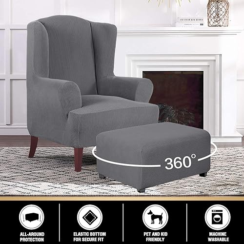 Miniatura 2 de PrinceDeco Fundas Elásticas para Otomana Fundas Rectangulares para Sala de Estar Taburete Fundas Elásticas que se Adaptan al Reposapiés Otomana,