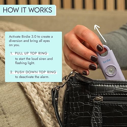 Miniatura 3 de She's Birdie - La alarma de seguridad personal original para mujeres - Sirena fuerte, luz estroboscópica y llavero para defensa personal -