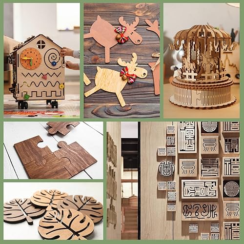Miniatura 5 de 8 Pack Walnut Plywood Sheets 12x12x18 Inch,3mm Plywood for Laser Cutting & Engraving,Unfinished Wood for Crafts,Wood Burning,Architectural Models