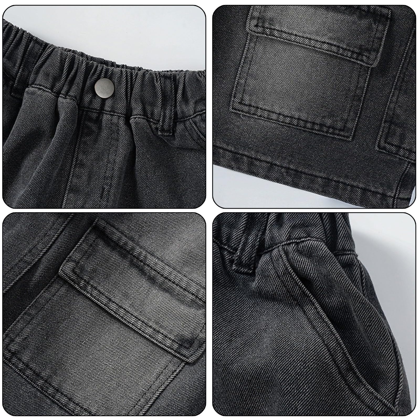 Pantalones cortos de mezclilla para niños, holgados, cintura elástica, pantalones cortos de verano, casuales, rectos, pierna ancha, longitud hasta la rodilla, ropa de calle para adolescentes