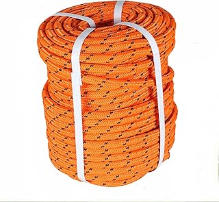 LABLT 1/2 inch Double Braided Polyester Rope, 200ft Arborist Bull Rope Lightweight Tree Rope High Strength Rigging Rope Heavy Duty Thick Rope for Camping Swings(Orange)