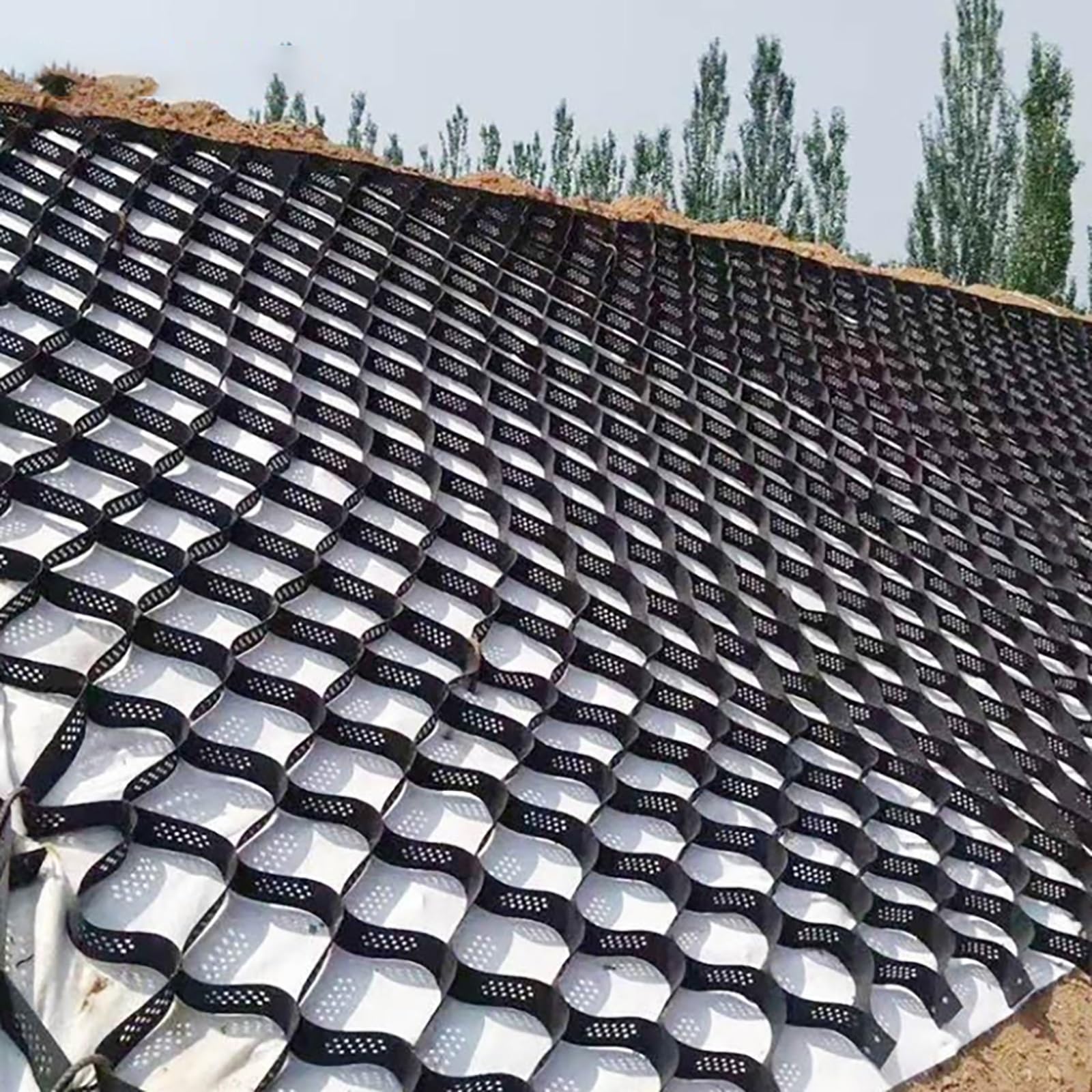 Geo Grid Stabilizer Geo Grid Ochrona zboczy Stabilizator żwiru, siatki podjazdowe Podkładka siatkowa HDPE do zewnętrznych ścian oporowych/stabilizacja gruntu(4m x 5m (13ft x 16.5ft))