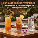 Cedilis 6 Pack 20 Ounce Modern Bar Tiki Glasses, Hawaiian Glass Tiki Cups for Cocktails, Double Old Fashioned Glass, Clear Zombie Glass for Mai Tai, Tropical Summer Drinks
