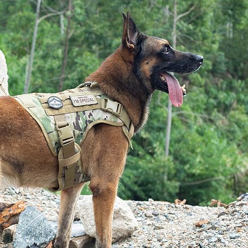 Miniatura 48 de Arnés táctico para perro con asa, arnés militar para perros grandes y medianos, chaleco para perro de servicio sin tirones con paneles de gancho