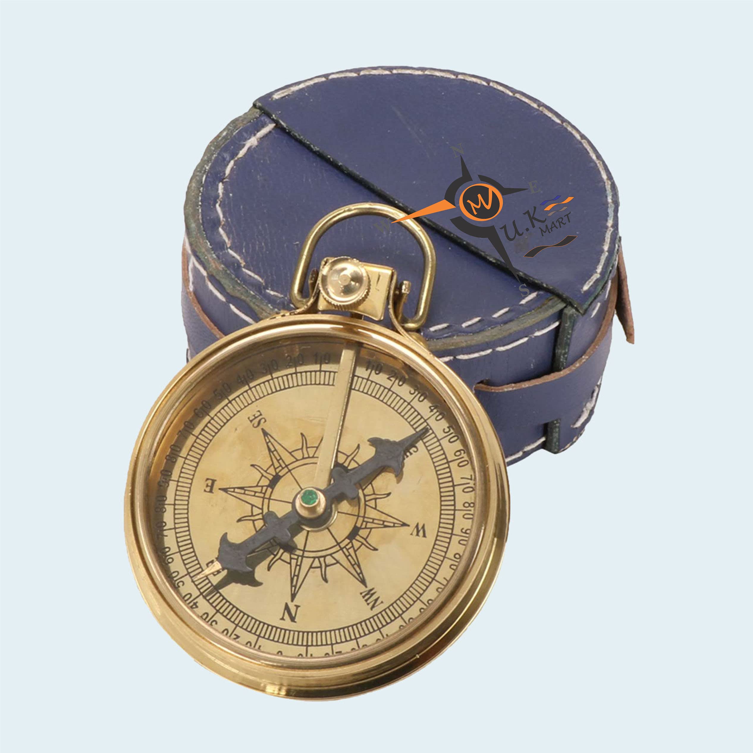 M.A & SONS Personalized Brass Compass with Leather Case Perfect Direction Working Compass-image-36