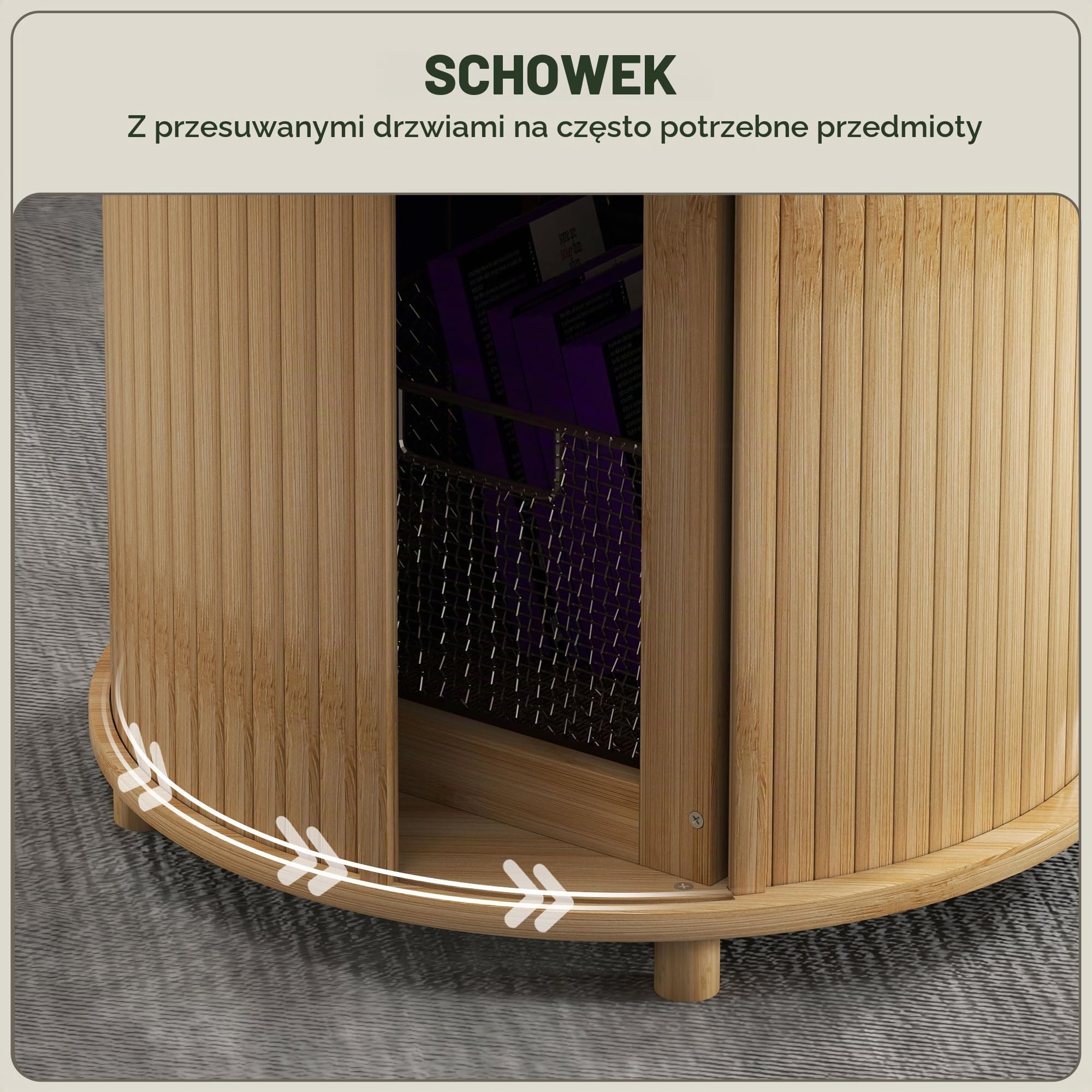 HOMCOM Stół kawowy z ukrytym schowkiem z bambusa naturalny Ø60x45 cm