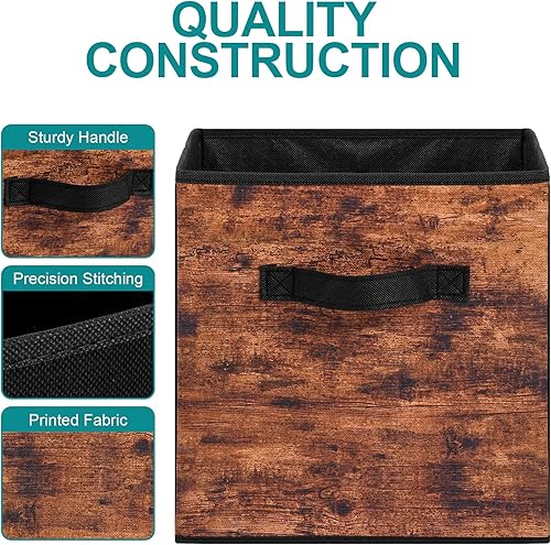 Miniatura 4 de Stero Cubitos de almacenamiento de tela, paquete de 6 contenedores plegables con asa, caja de 11 pulgadas para estantes, armario, organizador,