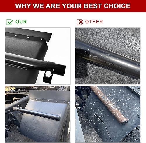 Miniatura 5 de Guardabarros de cuarto de polietileno para semircamión, juego de guardabarros de plástico negro de 24 x 24 pulgadas con soporte de tubo y accesorios