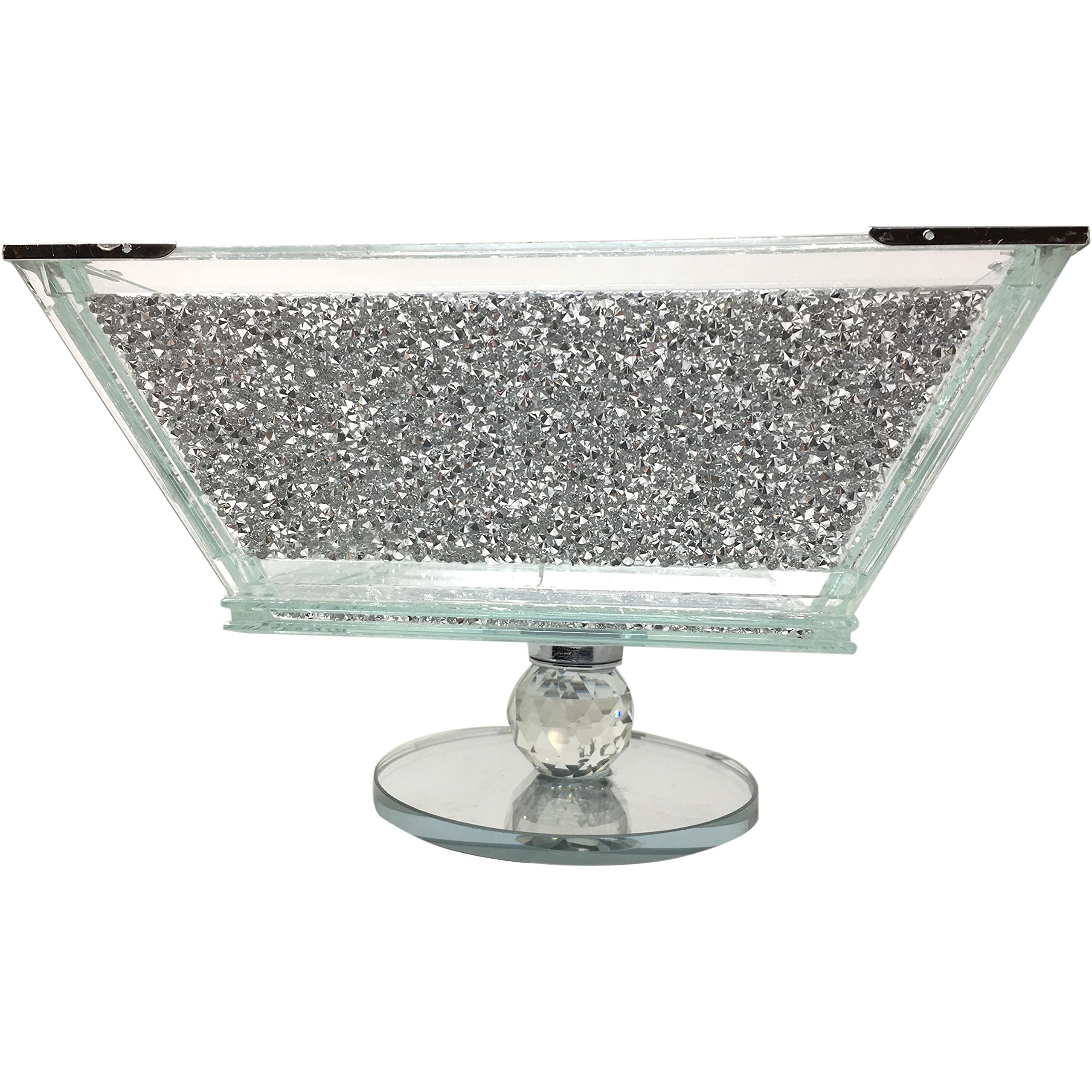 Amazing Gift Silver Utensil Jar Sparkle Ornament Bling Crushed Diamond Gift | Crystallized Kitchen Utensil Jar Storage Box Canister Handmade Craft | Crushed Diamond Display