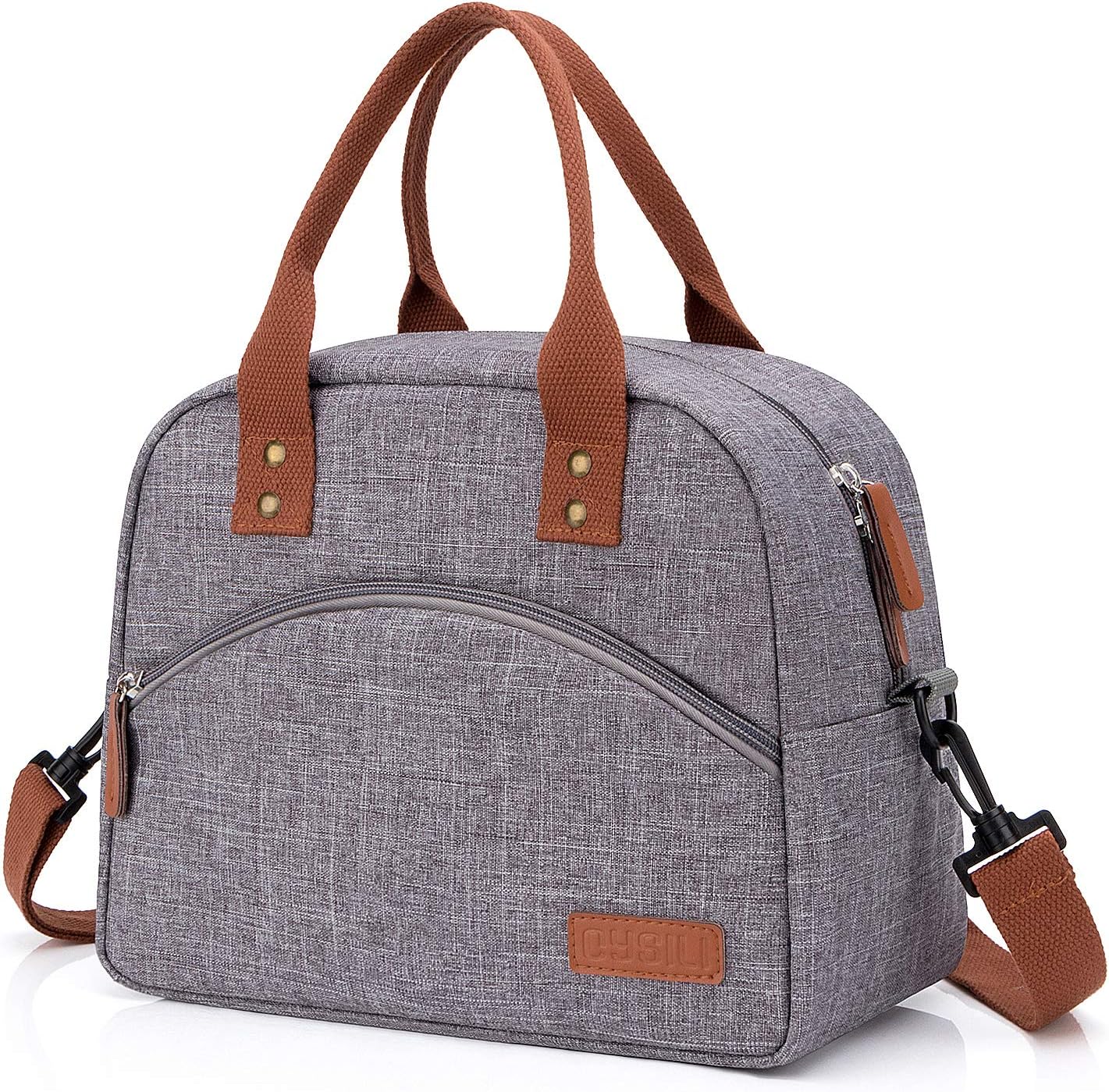 Insulated Lunch Box Bag with Detachable Shoulder Strap & Carry Handle,Leak Proof Reusable Lunch bag, Eco-friendly Cooler Bag, Lunch Box for Men and Women (Grey)