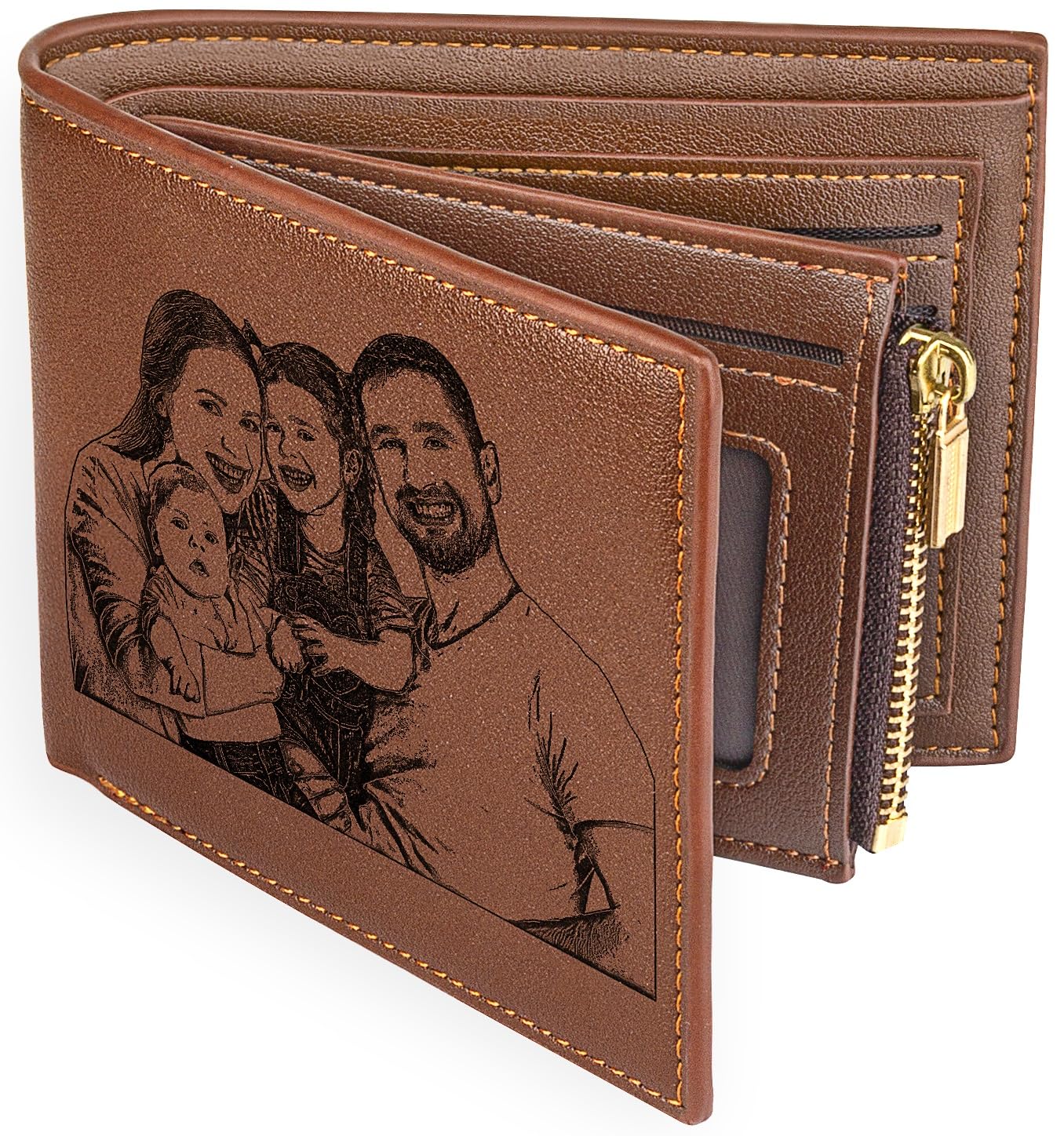 Fodiyaer Custom Photo Wallet for Men Personalized Wallets Gifts Fathers Day for Dad from Daughter Engraved Picture Wallet Anniversary for Husband