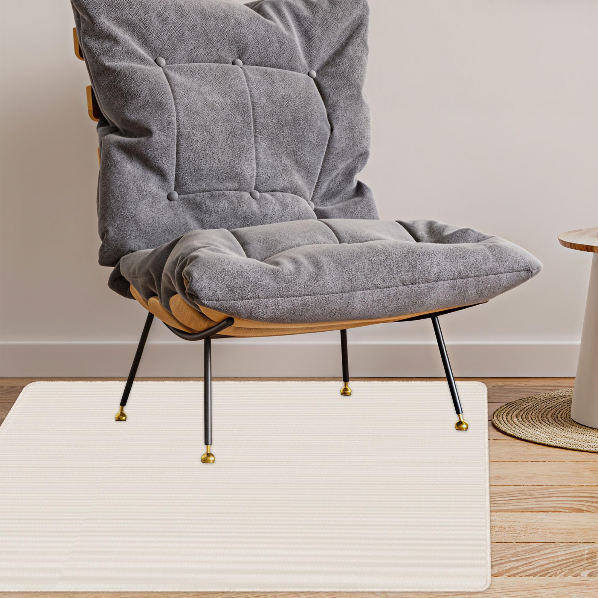 Protector Suelo Silla Ruedas 155 x 185 cm Antideslizante Protector de Suelo para Silla con Ruedas Material Resistente y Duradero de Oficina Baldosas Suelos Duros, Blanquecino