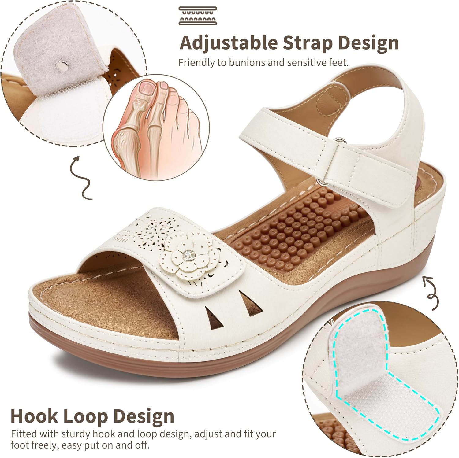 Sandals for Women Wedge Shoes: 2026 Comfortable Summer Dressy Platform Walking Sandals with Adjustable Hook Loop for Casual - Image 4