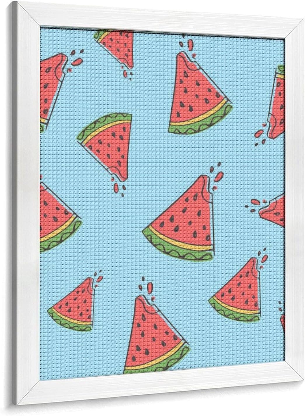 Watermelon Pieces Diamond 5D Painting Kits with Frame DIY Full Round Drill Gem Art Crafts for Home Wall Decor 16 X 20in White Wood 40 * 50cm