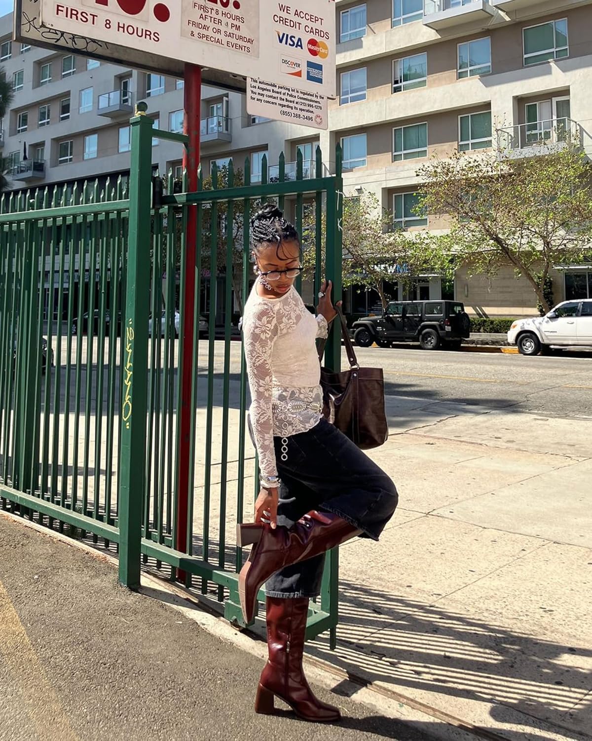 MUCCCUTE Burgundy Knee High Boots for Women Square Toe Chunky Block Heel Boots with Side Zipper Pull On Tall Boot - Image 4