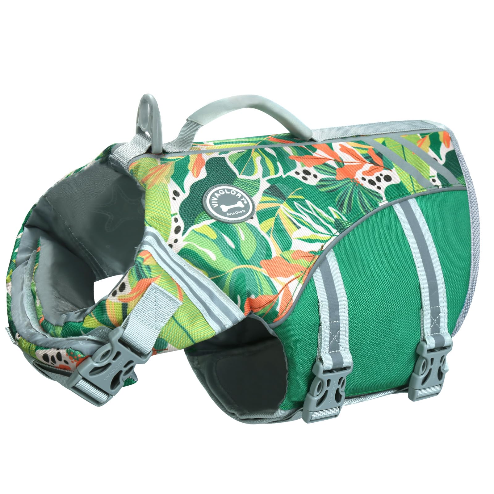 VIVAGLORY Sports Style Dog Life Jacket, Dog Buoyancy Jacket for Swimming & Boating