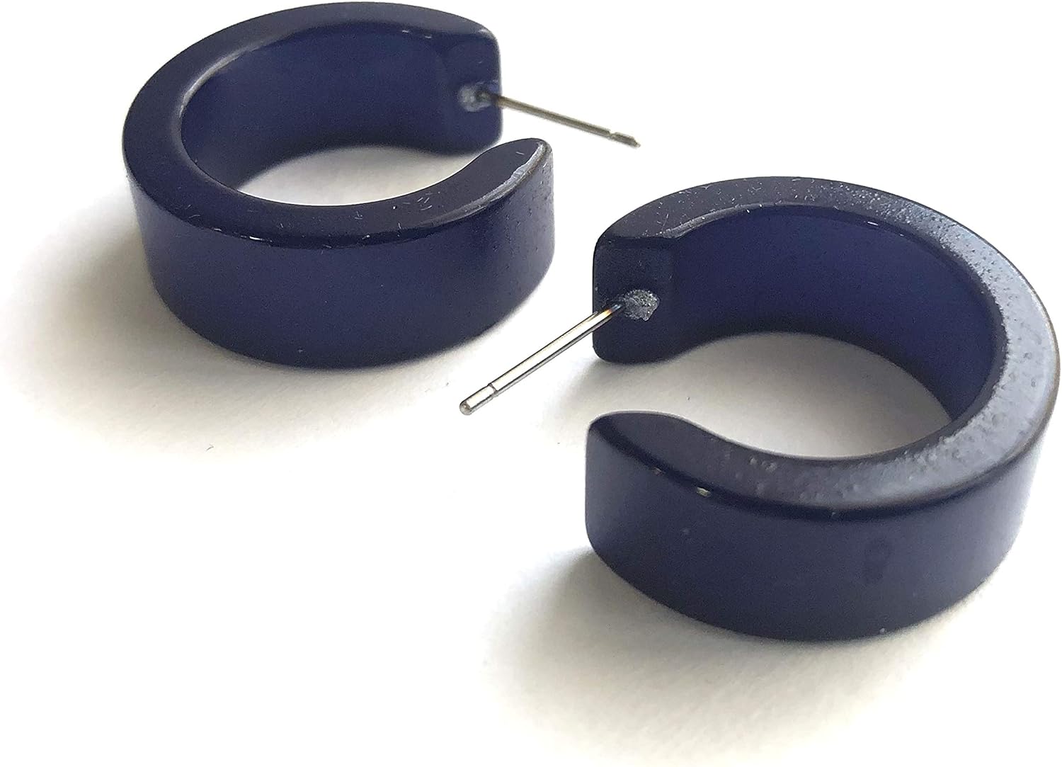 Dark Navy Blue Wide Classic Hoop Earrings - WDCL-BL-8