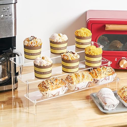 Vista 17 de Soportes acrílicos para exhibición, magdalenas transparentes, perfumes, figuritas, elevadores, soporte organizador de colonia, estantes acrílicos