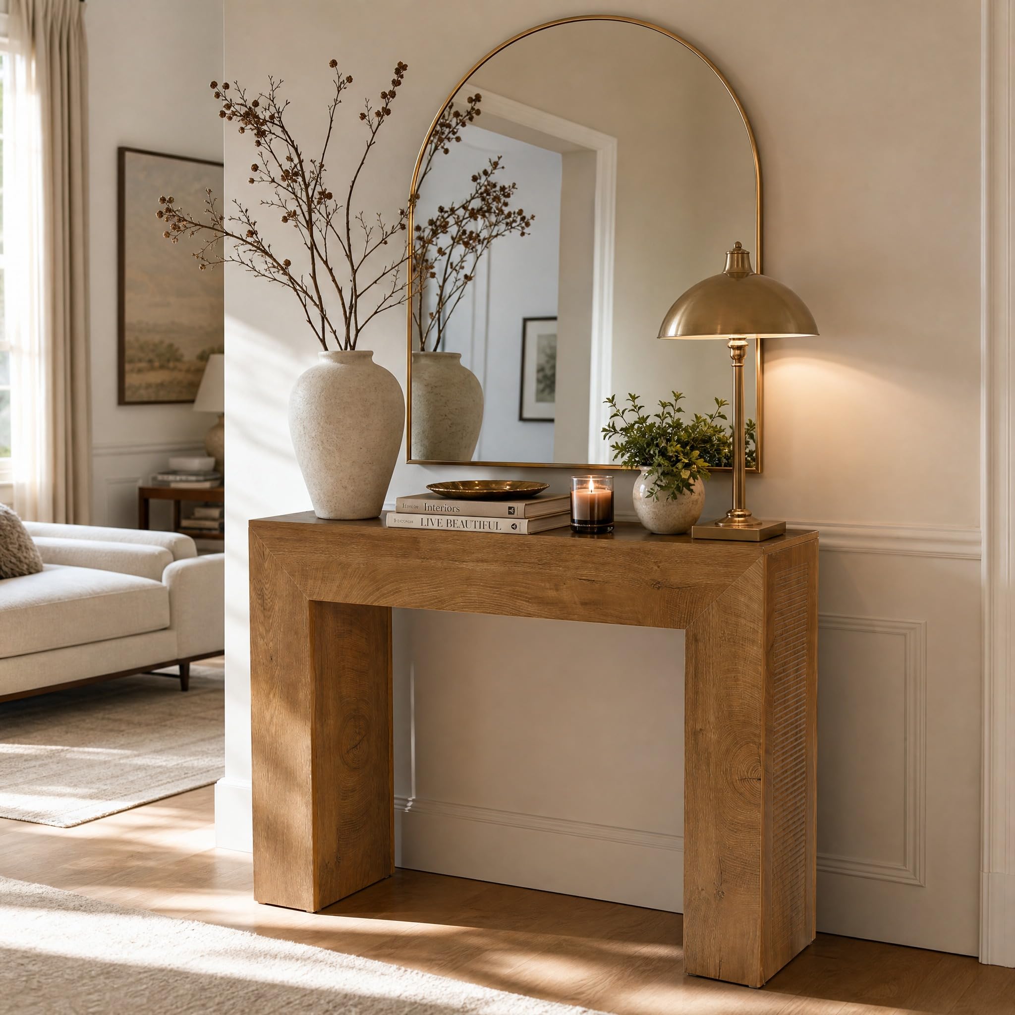 Tribesigns Konsolentisch 110 cm, Schmaler Rechteckiger Sofatisch Hinter Sofa, Landhaus Flurtisch Für Eingang Flur Und Wohnzimmer, Rustikales Braun