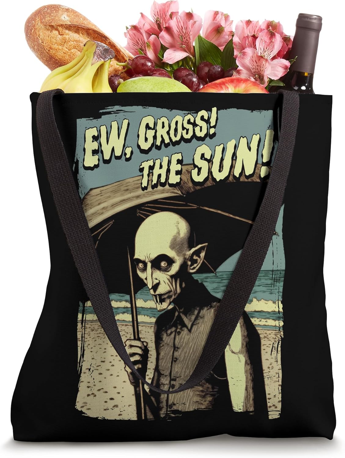 Ew, Gross! The Sun! Vampire At The Sunny Beach Summer Goth Tote Bag