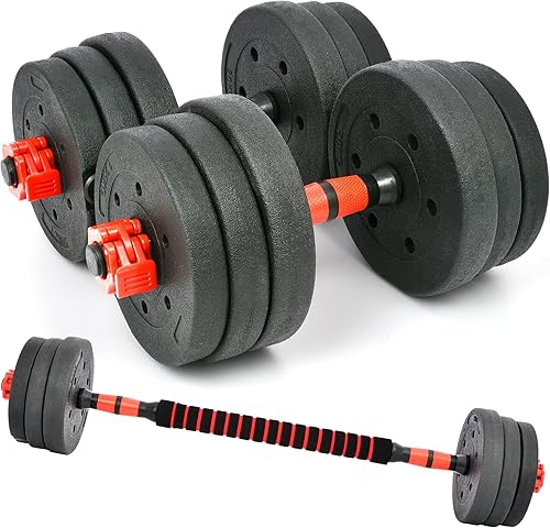 Miniatura 1 de Juego de mancuernas ajustables, 33 libras, 44 libras, 66 libras de pesas con barra de conexión de barra, juego de pesas para gimnasio en casa