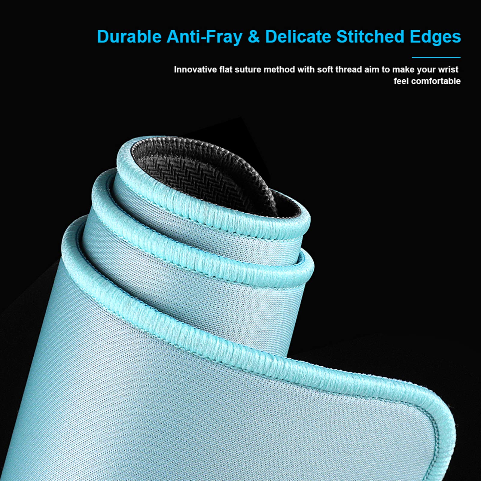 Computer Mouse Pad With Stitched Edge, Premium Textured Black