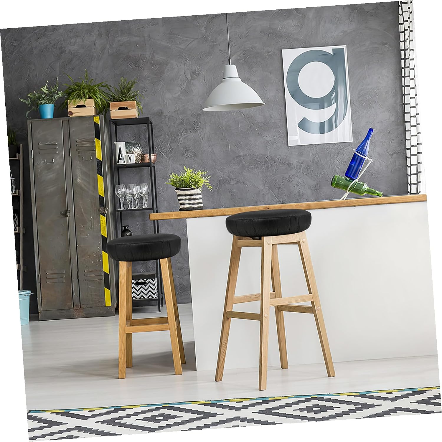 NUOBESTY Stool Seat Cover 35cm Black Cotton Polyester Elastic