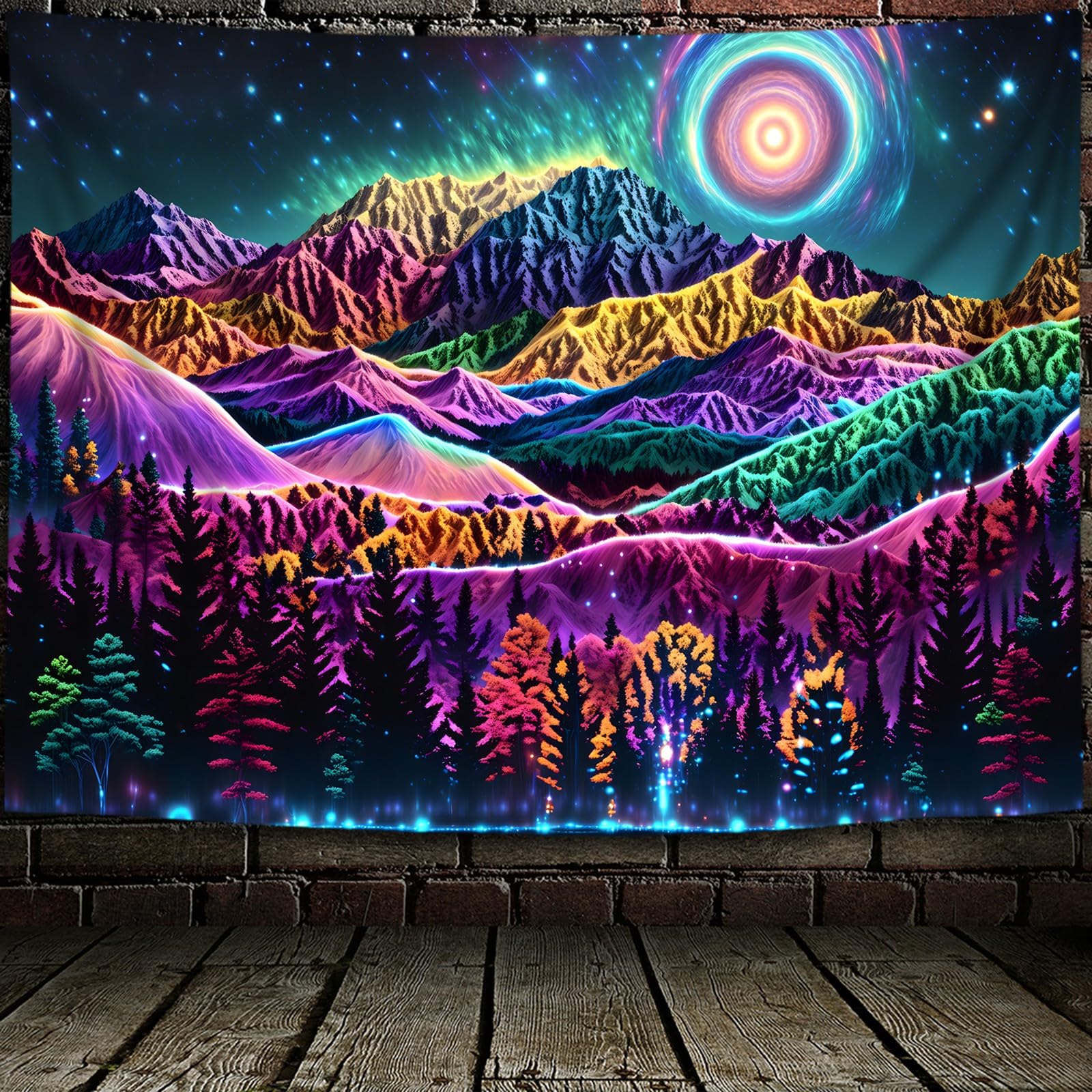 Amazon.com: PSYHILAR Blacklight Mountain Tapestry Wall Hanging