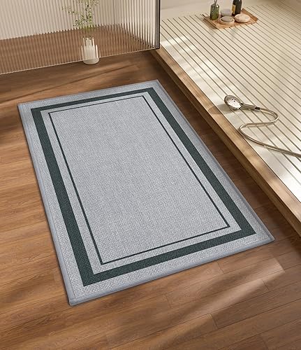 Miniatura 61 de chakme Juego de 2 alfombras de baño ultrafinas, absorbentes, antideslizantes, lavables a máquina, color beige oscuro, 17 x 24 pulgadas + tapete para