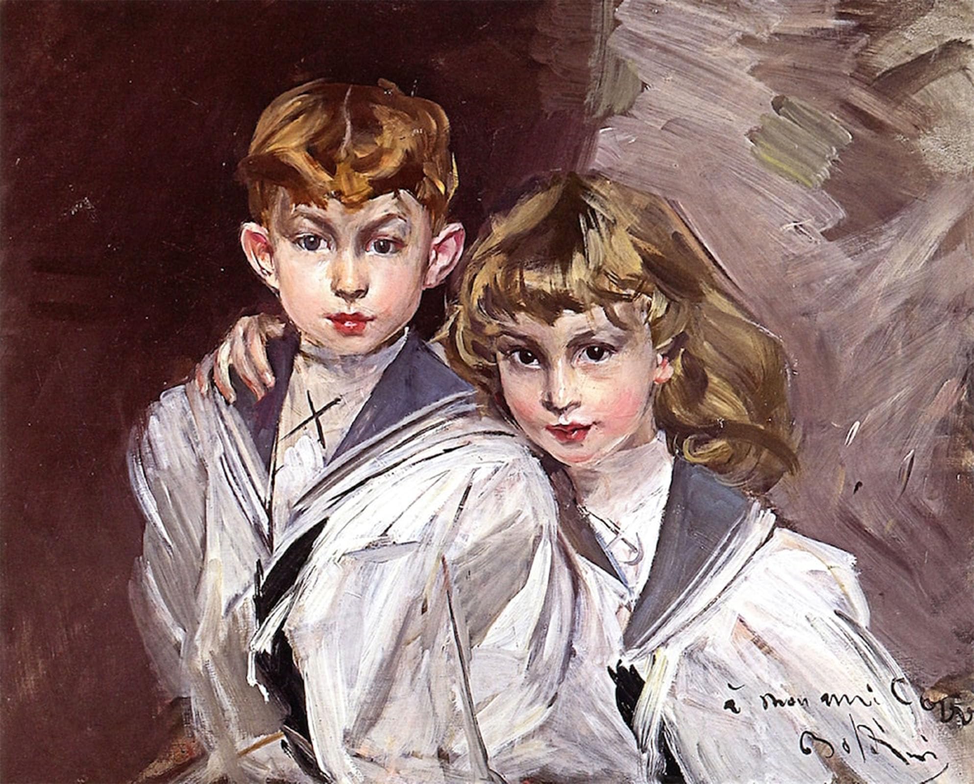 ARTXLXXBN Famous Prints Artwork Pictures Poster Painting Art Portrait of Eddy and Jacques Copper by Boldini Artwork Landscape Pictures for Home Decor 60x90cm