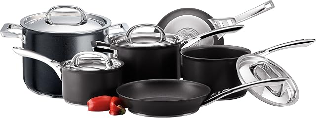 Circulon Infinite Induction Hob Pan Set - 6 Piece Non Stick Pots and Pans Set with Stainless Steel Lids & Handles, Premium Dishwasher Safe Cookware, Black