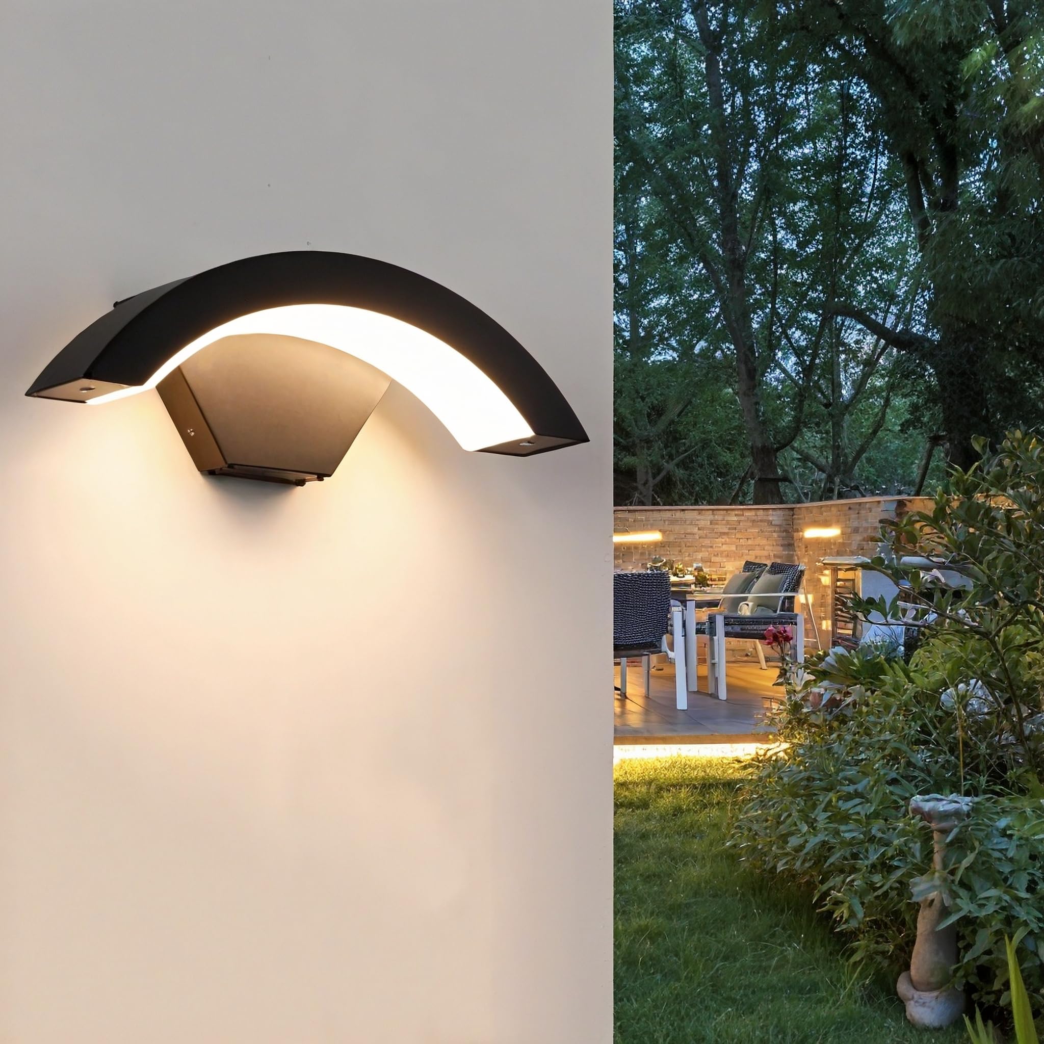 Comely Outdoor Wall Lights LED 24W, IP65 Waterproof LED Outside Lights, Modern Black Aluminium Wall Lamp for Front Door, Porch, Garden, Garage, 3000K Warm โ image 1
