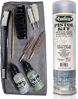 FrogLube Handgun Cleaning Kit for .38/9mm,.357,.40,.45 Caliber - Pistol Cleaning Kit with Oil, Cleaner, Bore Brushes & Mops - Developed By Retired Navy Seal