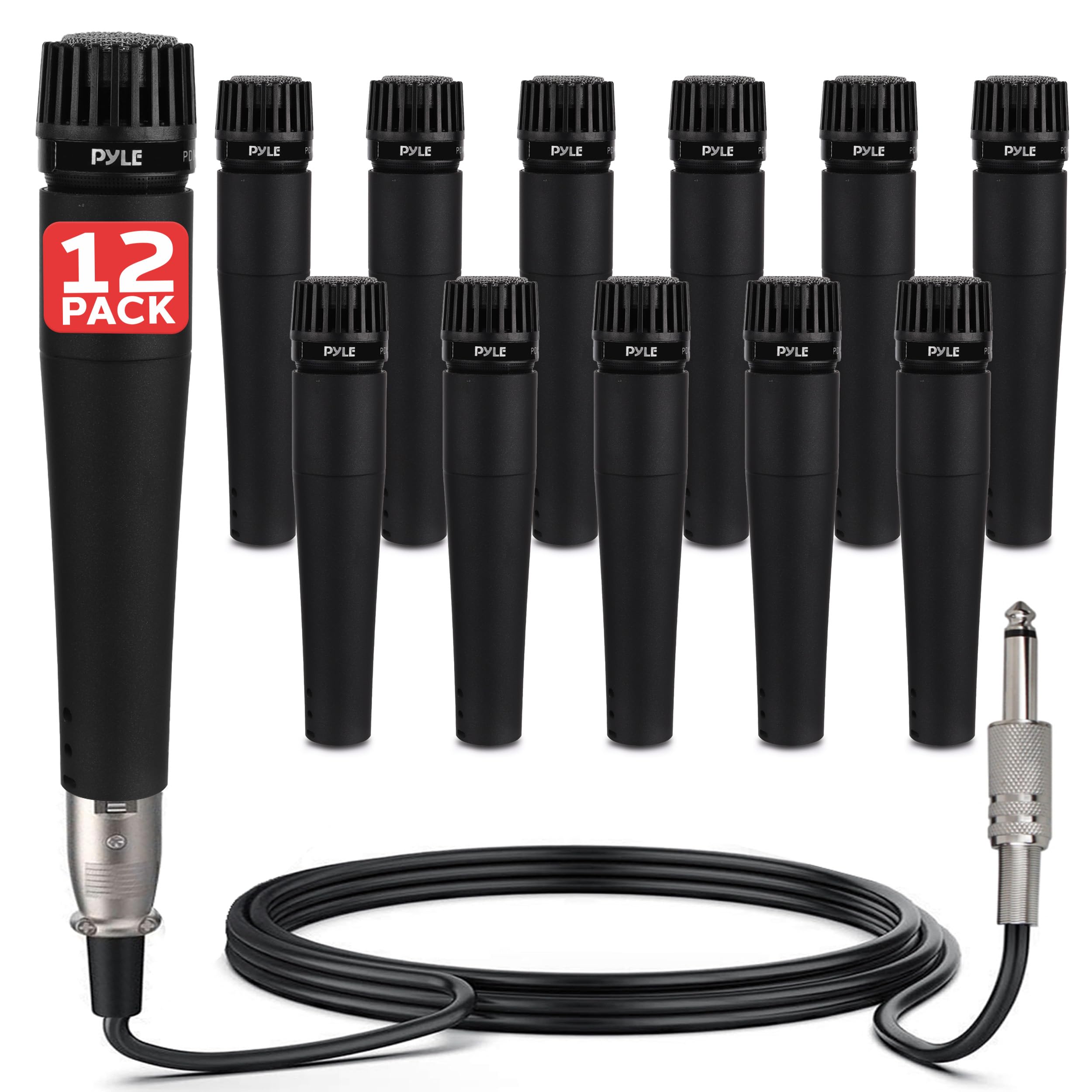 Pyle Professional Dynamic Microphone - 12-Unidirectional Handheld Moving Coil Mic with Built-in Pop Filter, 15 ft. XLR Audio Cable, Ideal for Stage, Karaoke &amp; Studio Performances