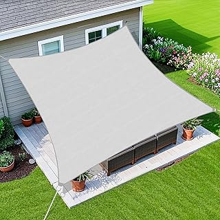 Amagenix Sun Shade Sail 16'X20' Curved Edge Outdoor Shade Canopy Light Grey Breathable 95%