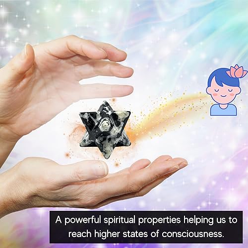 Miniatura 363 de Amazing Gemstone Larvikite Merkaba Crystal – Estrella de Merkaba metafísica de 1 pulgada para meditación – Cristal tetraedro energético y piedras
