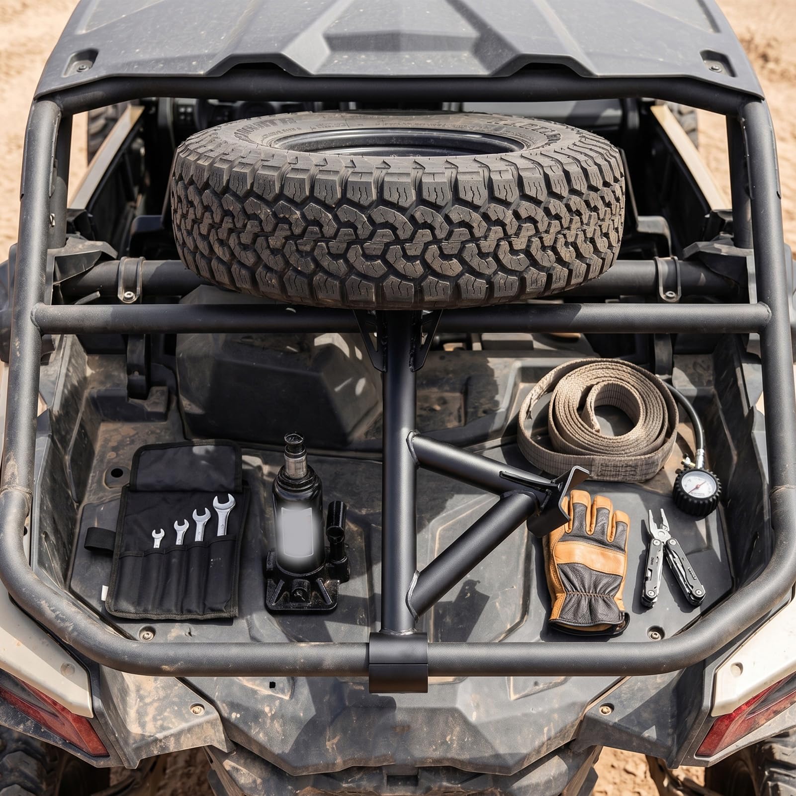 Stalowy Uchwyt na Zapasowe Koło ATV o Dużej Wytrzymałości | Brak instalacji wiercenia dla modeli Maverick X3 Turbo OEM STC CA 2017-2022 X3 00 STC CA X3