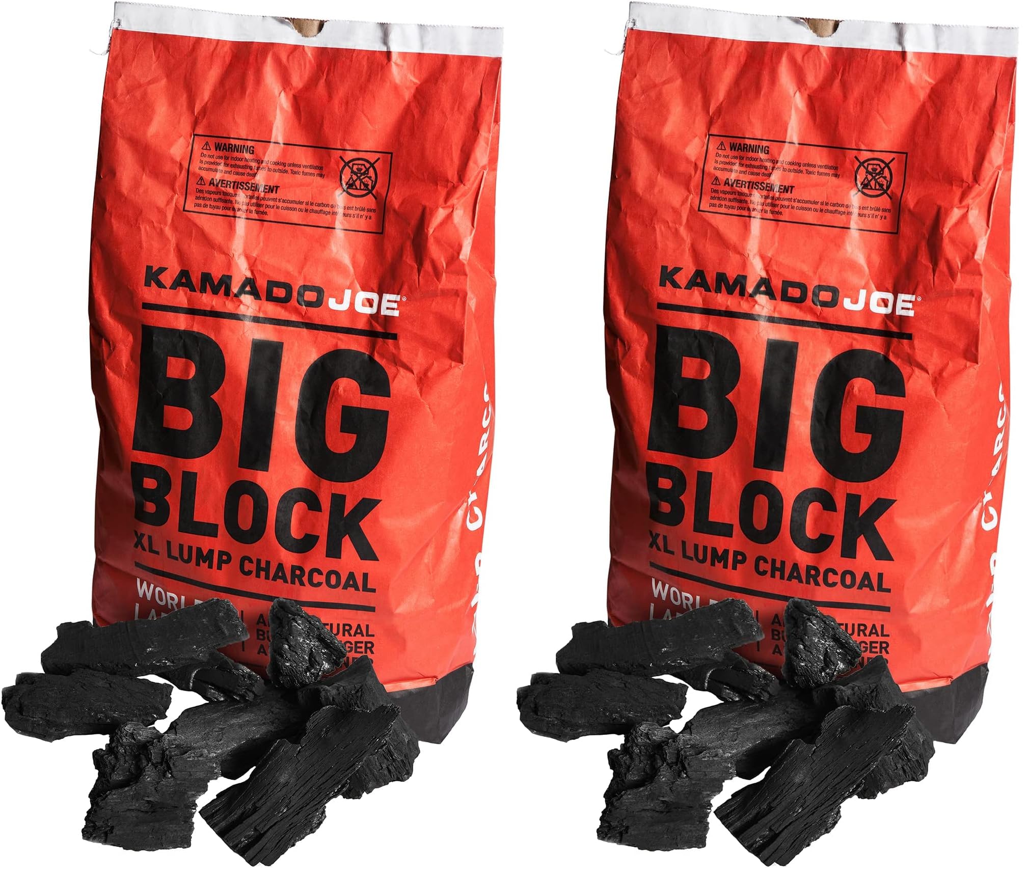 Kamado Joe 9.1kg XL Naturale Riutilizzabile Lump Carbone per Barbecue, Fumatori, Grigliare. Lunga durata fino a 18 ore. (Confezione da 2)