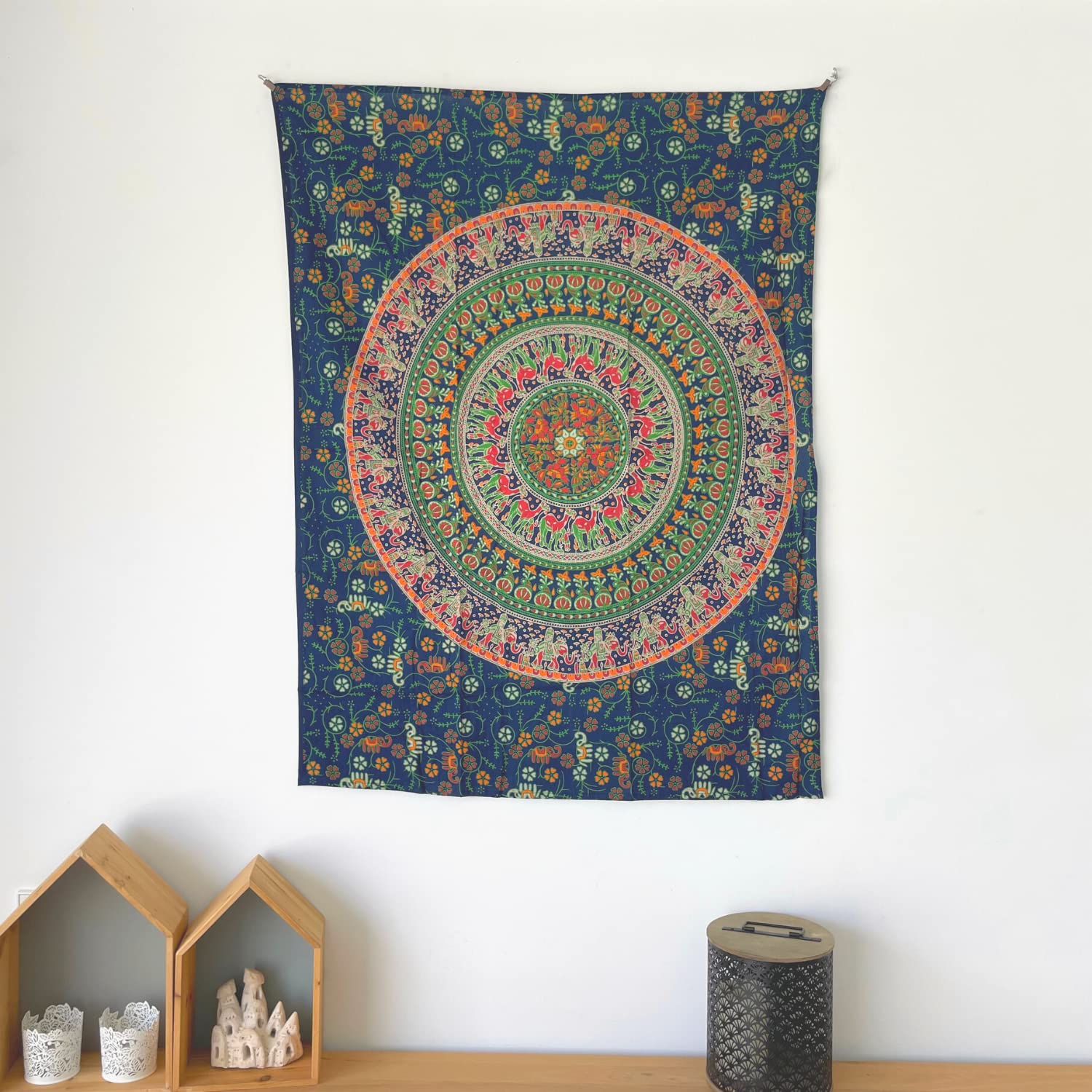 Tapiz Mandala De Pared 210x230 Cm - 100% Algodón, Diseño Oriental, Decoración Para Salón Y Dormitorio