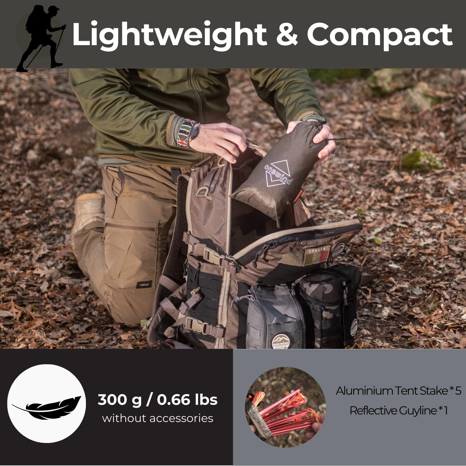 Onewind Survival Shelter, Ultraleicht Notüberlebensunterkunft, Regenfest Winddicht für Camping, Wandern und Backpacking