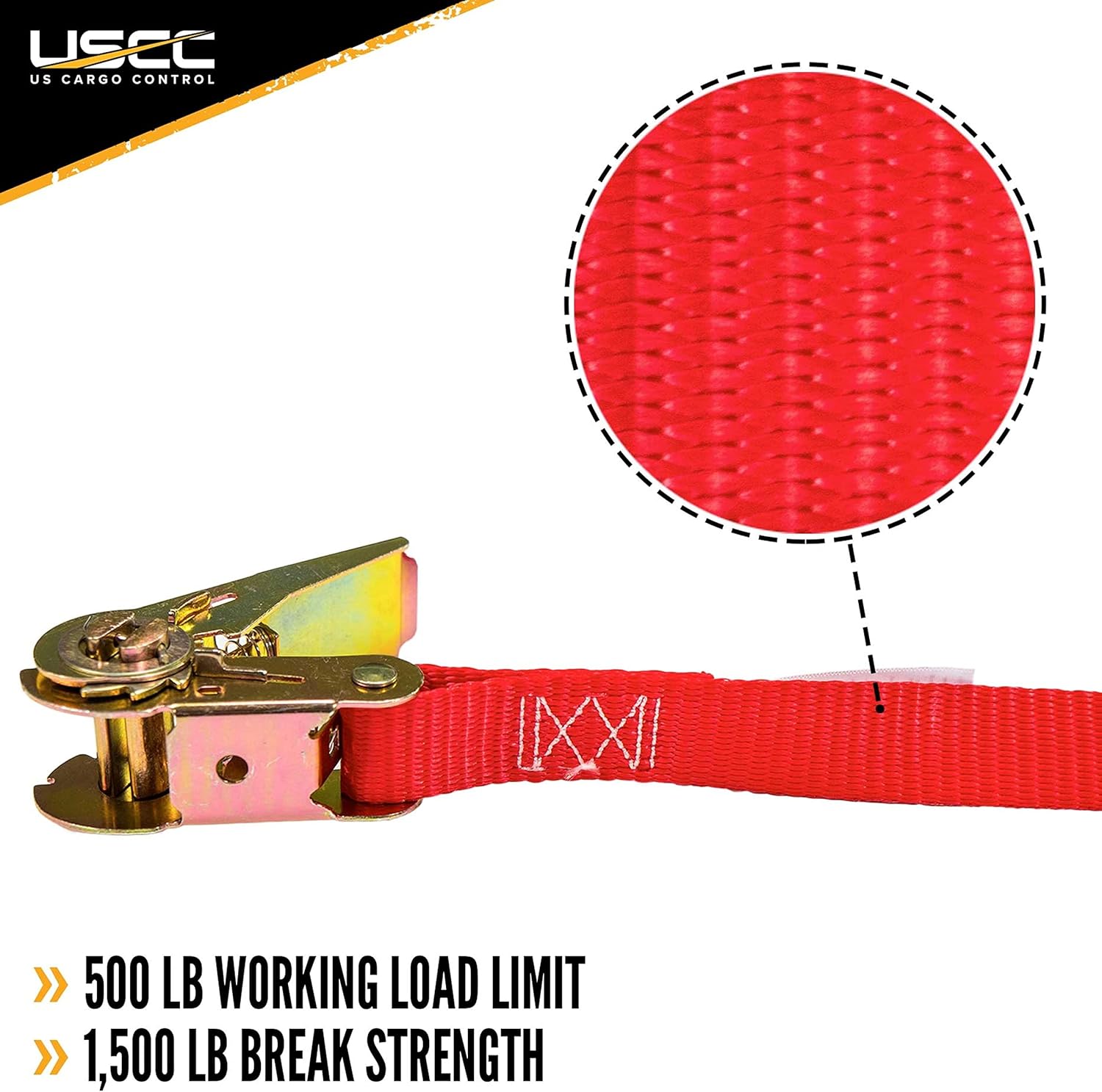Endless Ratchet Straps 1"x13 Ft 2-Pack – Red Hookless view 2