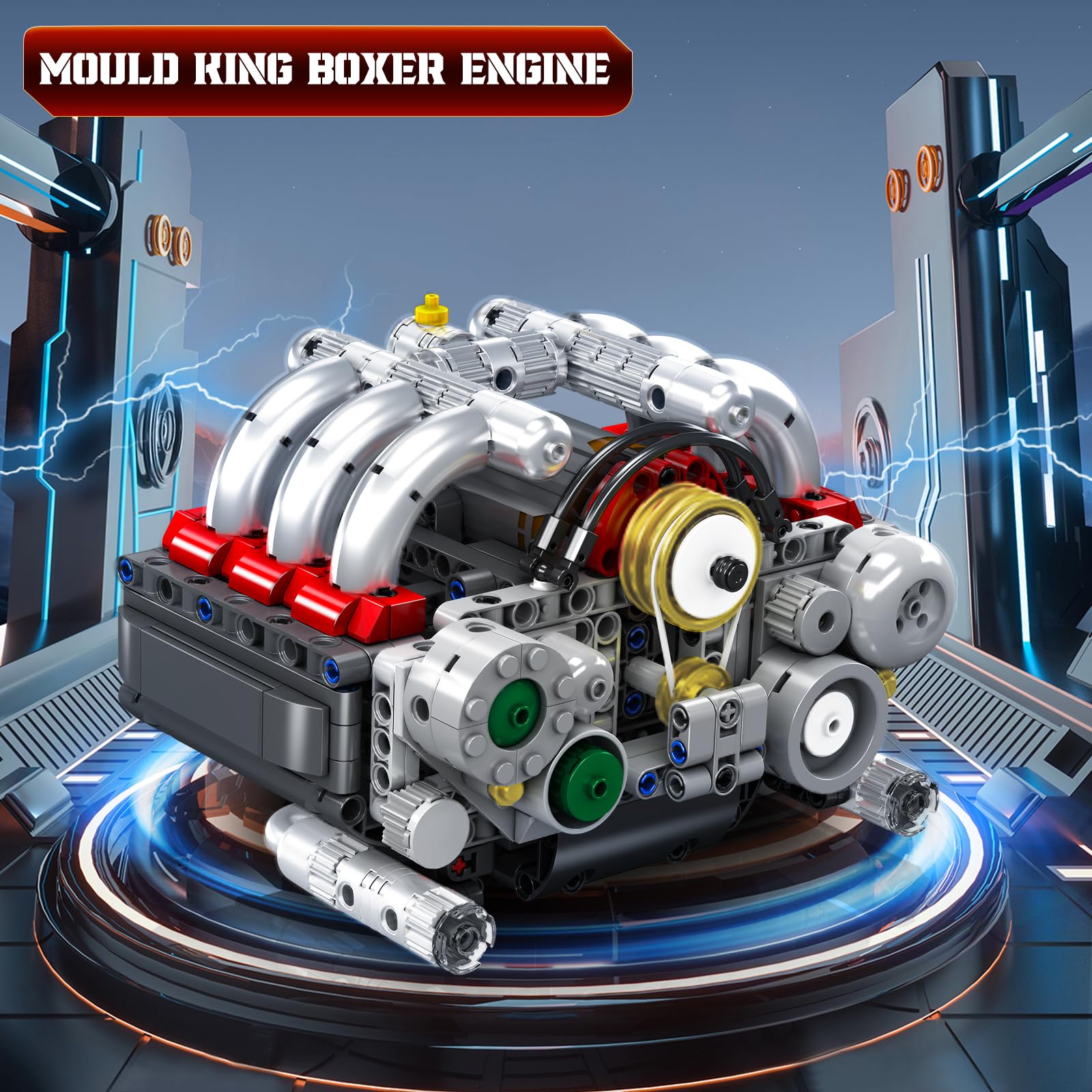 Mould King 10193 Technik Engine Building Blocks Toy Kit, Boxer Engine Clamping Blocks Construction Kit Model - Image 2