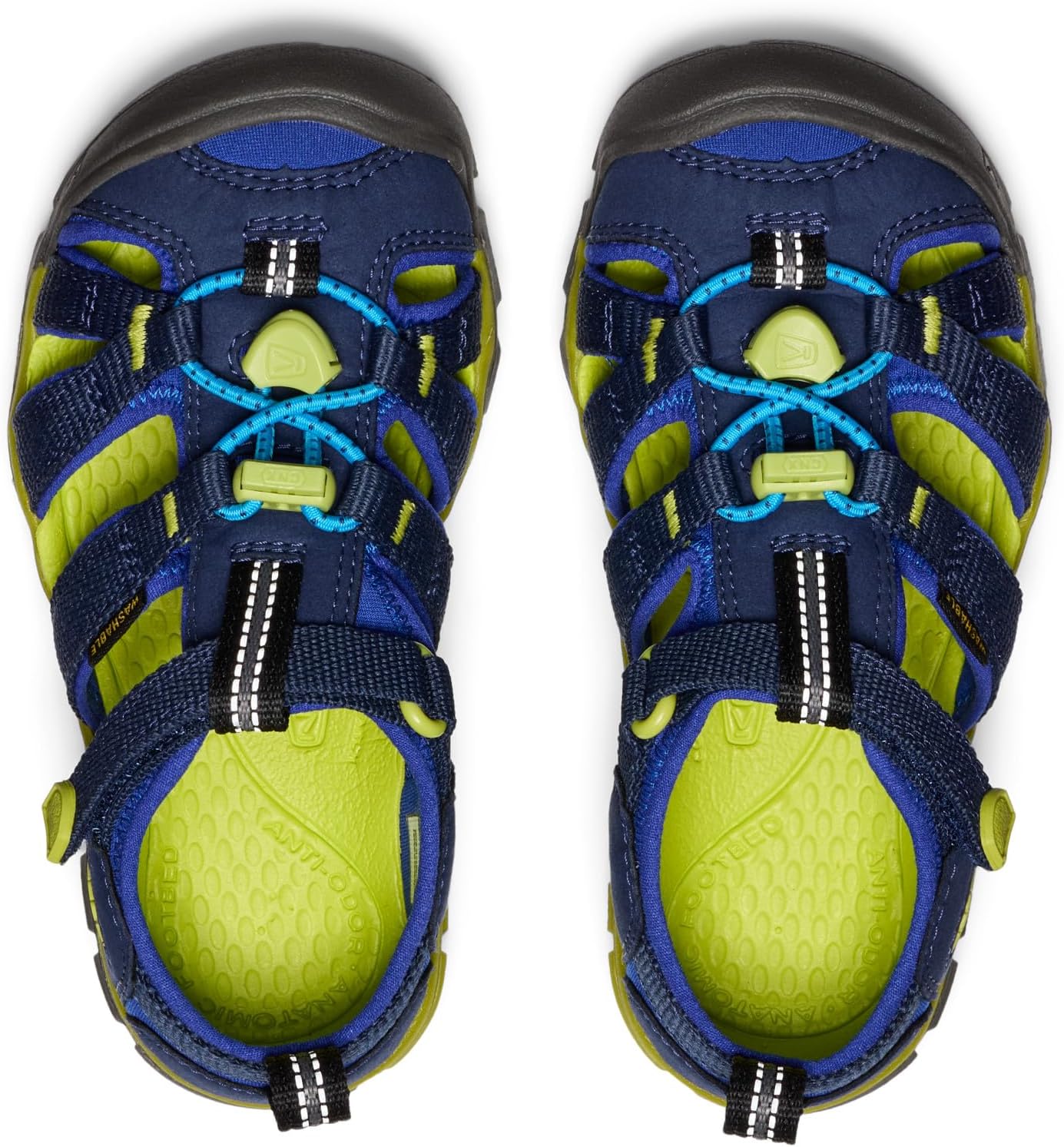 KEEN Unisex-Child Seacamp 2 CNX Closed Toe Sandals, Naval Academy/Chartreuse, 8