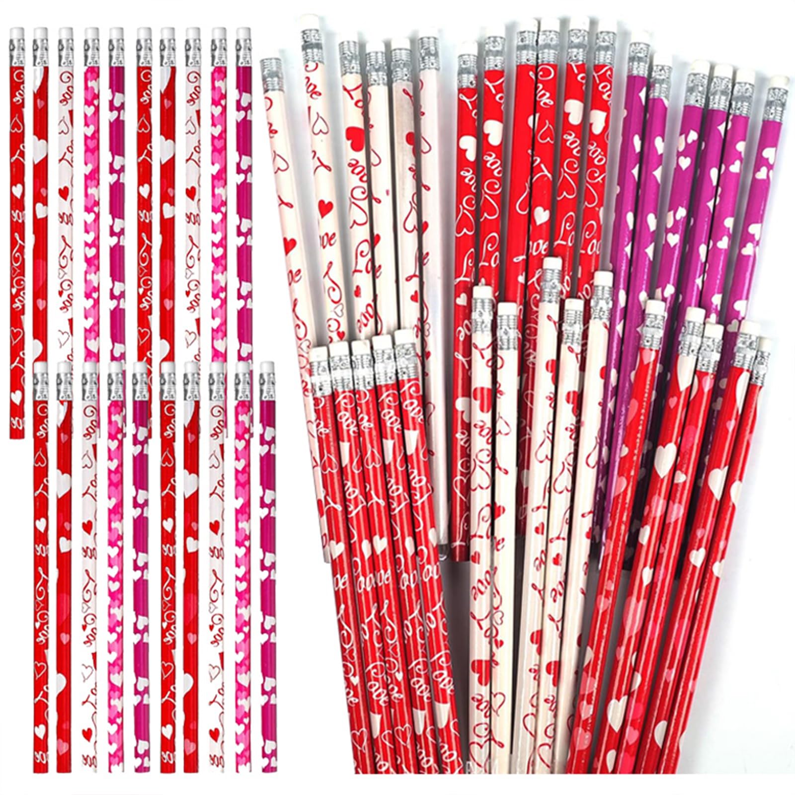 72 lápices para el día de San Valentín, lápices de corazón de madera, regalos de fiesta, lápices de madera, para niños, regalos de intercambio de niños, recompensas escolares, regalos de