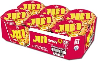 OTOKI Jin Ramen Spicy Bowl – Authentic Korean Instant Noodles with 13-Hour Simmered Beef Bone Broth, Bold & Fiery Flavor, Microwave or Add Hot Water, Ready in 5 Minutes, 3.88 oz (Pack of 6)