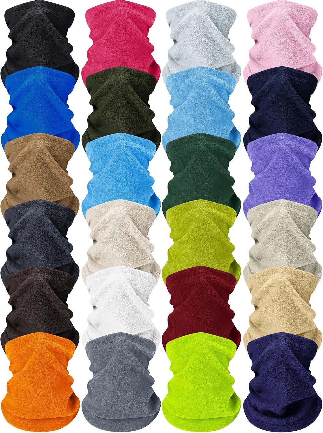 Suhine 24 Pcs Winter Fleece Neck Warmer Adjustable Gaiter Windproof Balaclava Scarf Wrap Winter Face Covering for Men Women